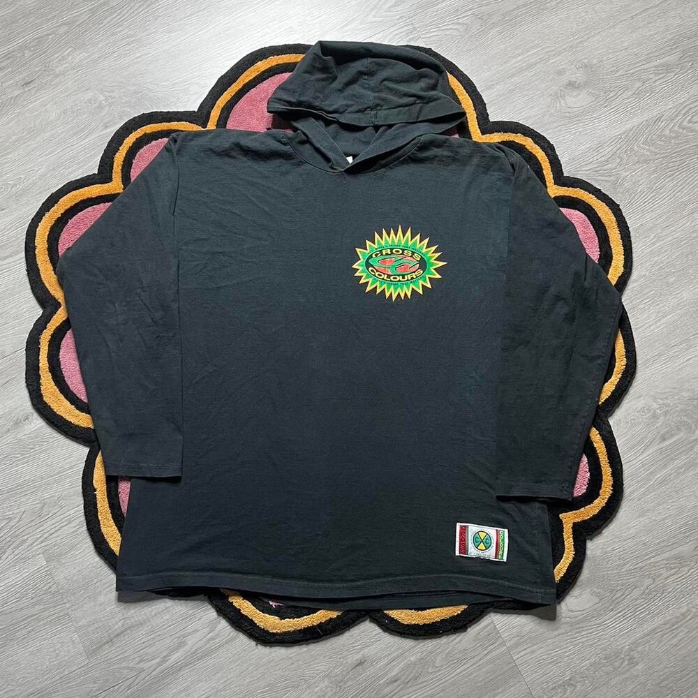 Vintage 90’s Cross Colours Double Sided Graphic Hoodie Size XL Black